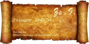 Zsingor Irén névjegykártya